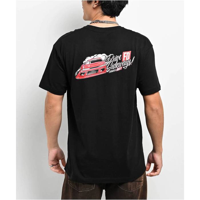 Formula Drift 【 Drive Sideways Black T-Shirt Men\u0027s Black 】 黒いこと 黒いこと プルオーバー メンズ 黒いこと 黒いこと
