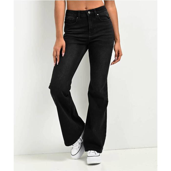 帝国 Empyre 【 Glimmer Ozzy Black Wash Mid Rise Flare Jeans Women\u0027s - 】 黒いこと 黒いこと ミッド ライズ デニム レディース NULL