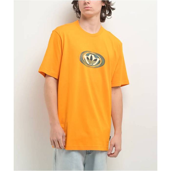 アディダス Adidas 【 Originals 90S Logo Orange T-Shirt Men\u0027s Dark Yellow 】 オリジナルス ロゴタイプ orange 橙・オレンジ色 プルオーバー メンズ yellow 黄味がかった・黄色