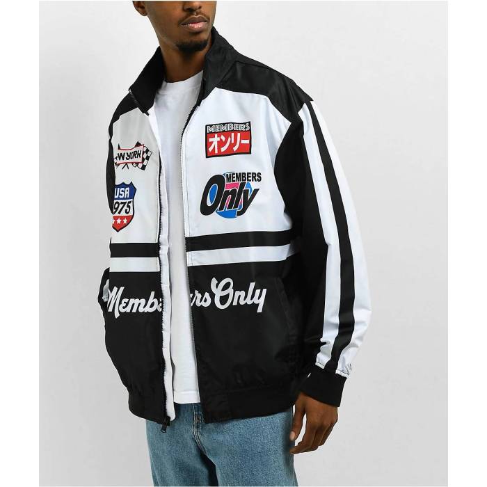 【★百貨店SALE★6/11真夜中2時迄】メンバーズオンリー Members Only 【 Racing Black \u0026 White Jacket Men\u0027s Black 】 黒いこと 黒いこと 白いこと 白いこと Jacket 上衣 メンズ 黒いこと 黒いこと