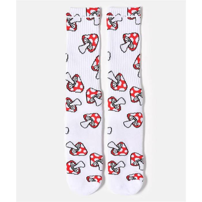 ハフ Huf 【 Shrooms White Crew Socks Men's White 】 白色 ホワイト クルー ソックス・靴下 メンズ 白色 ホワイト