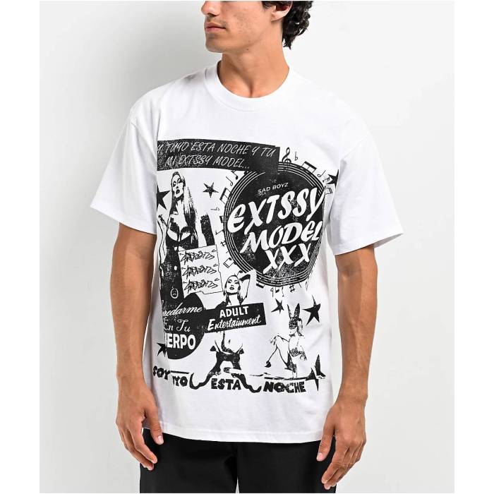 Sad Boyz 【 $Ad Boyz By Junior H Extssy Model White T-Shirt Men's White 】 白色 ホワイト Tシャツ メンズ 白色 ホワイト