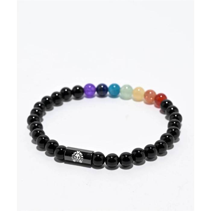 【★百貨店SALE★6/11十二時2時迄】ラスタクラット Rastaclat 【 Rainbow Black Beaded Bracelet Men\u0027s Multicolor 】 虹色 虹霓 黒いこと 黒いこと 腕輪 メンズ