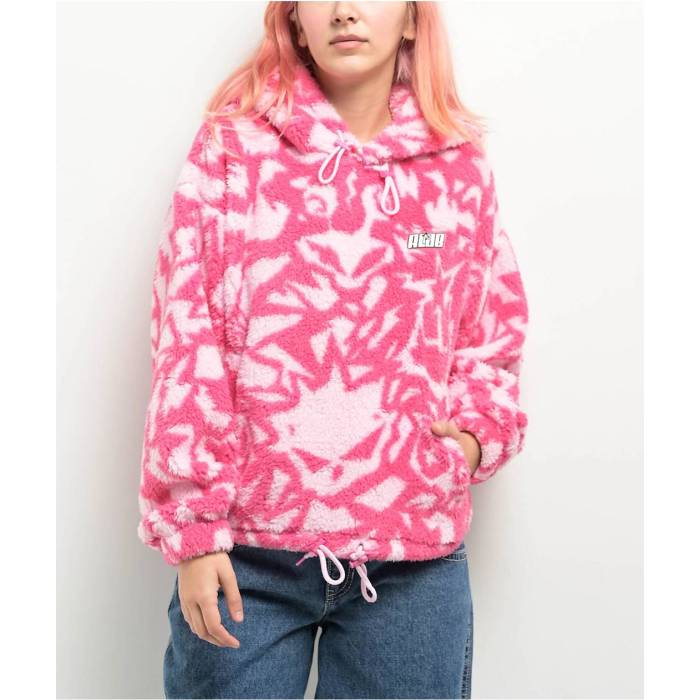 【★百貨店SALE★6/11真夜中2時迄】A.lab 【 Kadley Pink Tulle \u0026 Carmine Rose Sherpa Hoodie Women\u0027s Pink 】 pink さくら色 Rose さくら色 フーディー パーカー レディース pink さくら色