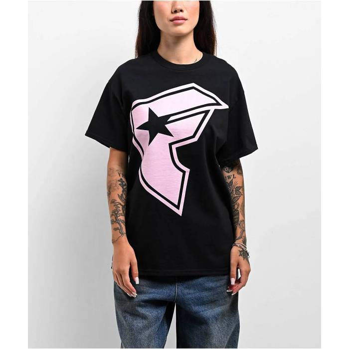Famous Stars \u0026 Straps 【 Boh Black \u0026 Pink T-Shirt Women\u0027s Black 】 黒いこと 黒いこと pink サクラ色 プルオーバー レディース 黒いこと 黒いこと