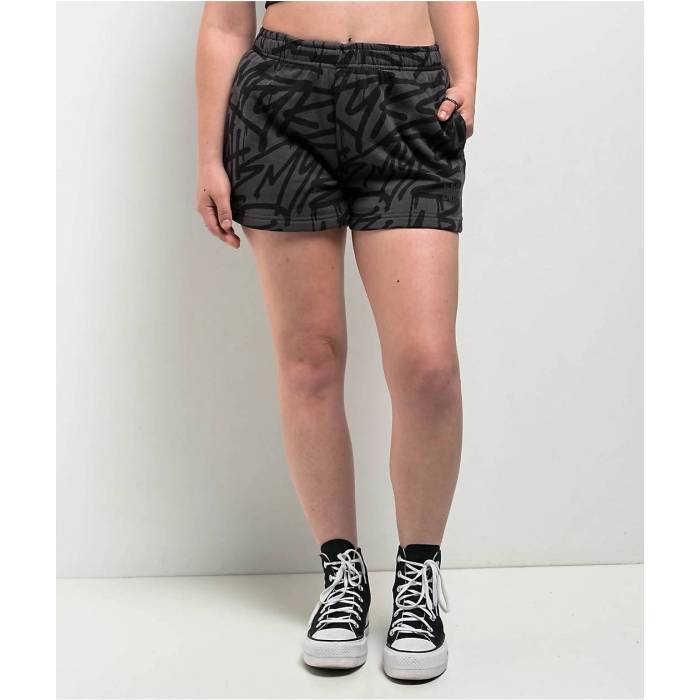 エンパイア Empyre 【 Jules Graffiti Raven Black Sweat Shorts Women's Black 】 ジュールス 黒色 ブラック Sweat スウェット ショーツ レディース 黒色 ブラック