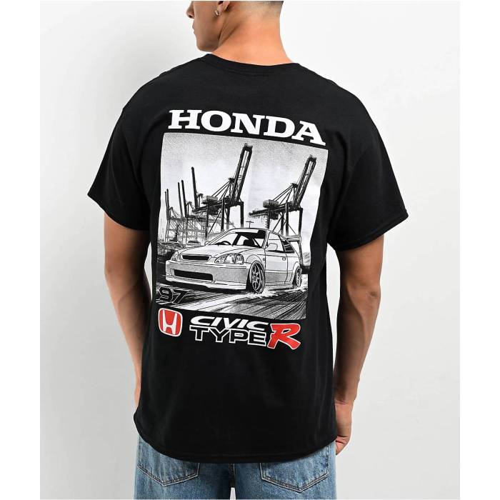 【★百貨店SALE★6/11真夜中2時迄】Honda 【 97 Civic Type R Black T-Shirt Men\u0027s Black 】 黒いこと 黒いこと ティーシャツ メンズ 黒いこと 黒いこと