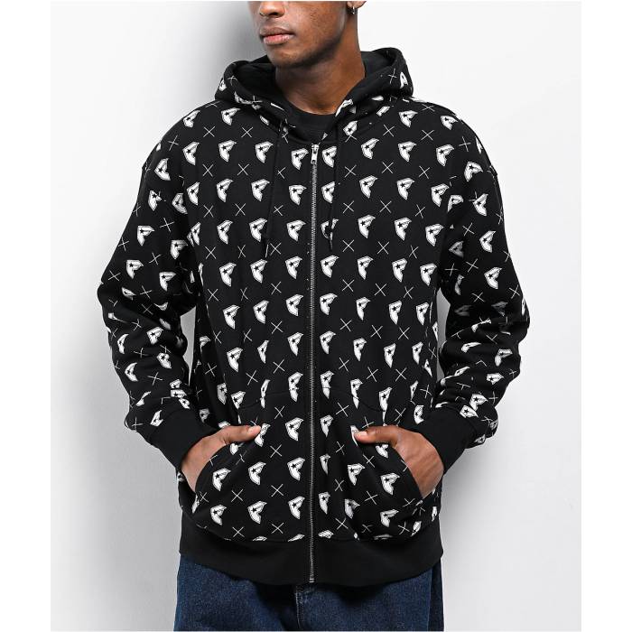Famous Stars & Straps 【 Boh Black Zip Hoodie Men's Black 】 黒色 ブラック フーディー パーカー メンズ 黒色 ブラック
