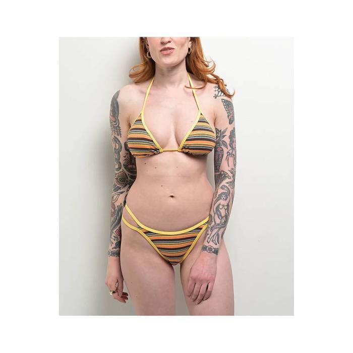 【★百貨店SALE★6/11十二時2時迄】Damsel 【 Liv Orange Stripe High Leg Bikini Bottom Women\u0027s Orange 】 orange 橙・オレンジ色 Stripe 縞模様 御機嫌 ズボン ボトムス レディース orange 橙・オレンジ色