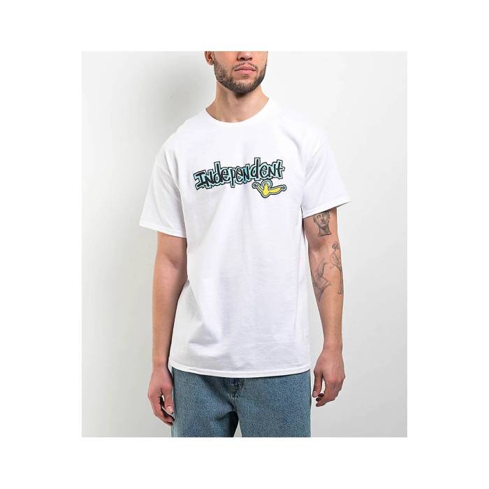 【★百貨店SALE★6/11真夜中2時迄】Independent 【 Gonz Bar White T-Shirt Men\u0027s White 】 白いこと 白いこと ティーシャツ メンズ 白いこと 白いこと