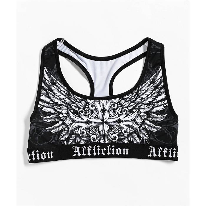 【★百貨店SALE★6/11真夜中2時迄】アフリクション Affliction 【 Empower Black \u0026 White Sports Bra Women\u0027s Black 】 黒いこと 黒いこと 白いこと 白いこと レディース 黒いこと 黒いこと