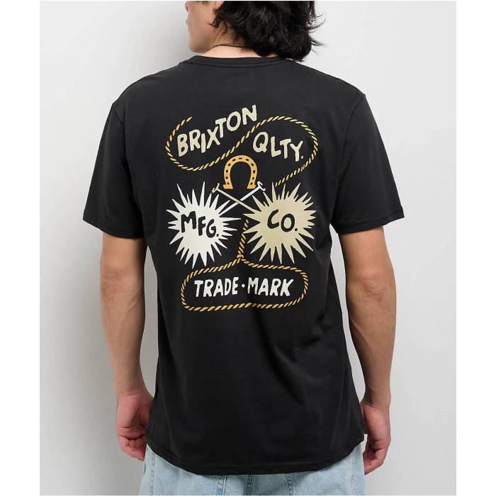 【★百貨店SALE★6/11真夜中2時迄】ブリクス米トン Brixton 【 Remo Black T-Shirt Men\u0027s Black 】 黒いこと 黒いこと ティーシャツ メンズ 黒いこと 黒いこと
