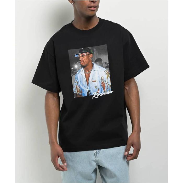 【★百貨店SALE★6/11真夜中2時迄】Rodman 【 Apparel Signature Photo Black T-Shirt Men\u0027s Black 】 黒いこと 黒いこと ティーシャツ メンズ 黒いこと 黒いこと