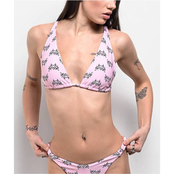 【★百貨店SALE★6/11十二時2時迄】Swixxz 【 Heart Flame Pink Triangle Bikini Top Women\u0027s Pink 】 pink サクラ色 レディース pink サクラ色