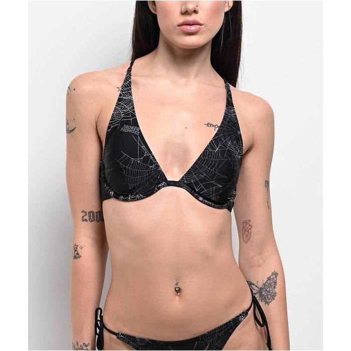 【★百貨店SALE★6/11十二時2時迄】Broken Promises 【 Chrome Web Black Underwire Bikini Top Women\u0027s Black 】 黒いこと 黒いこと レディース 黒いこと 黒いこと