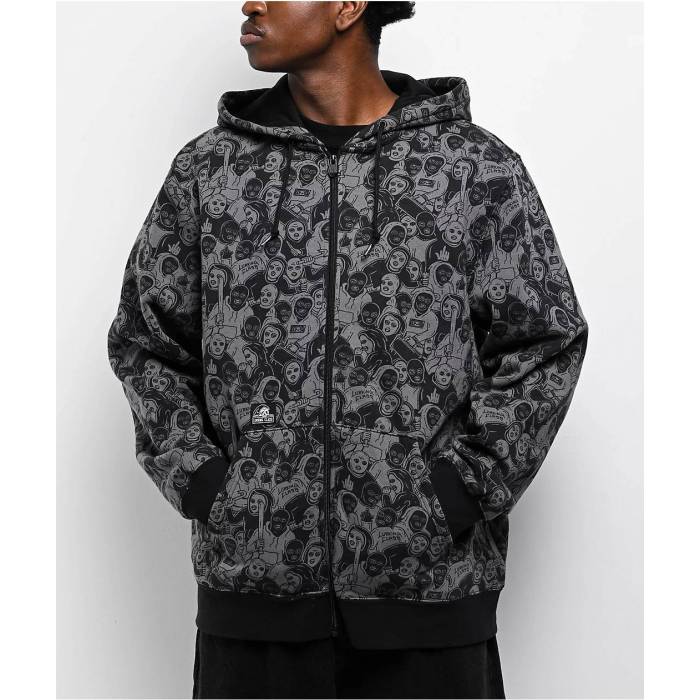 【★百貨店SALE★6/11真夜中2時迄】Lurking Class By Sketchy Tank 【 Mob Grey \u0026 Black Zip Hoodie Men\u0027s Black 】 薄墨色 薄墨色 黒いこと 黒いこと フーディー パーカー メンズ 黒いこと 黒いこと