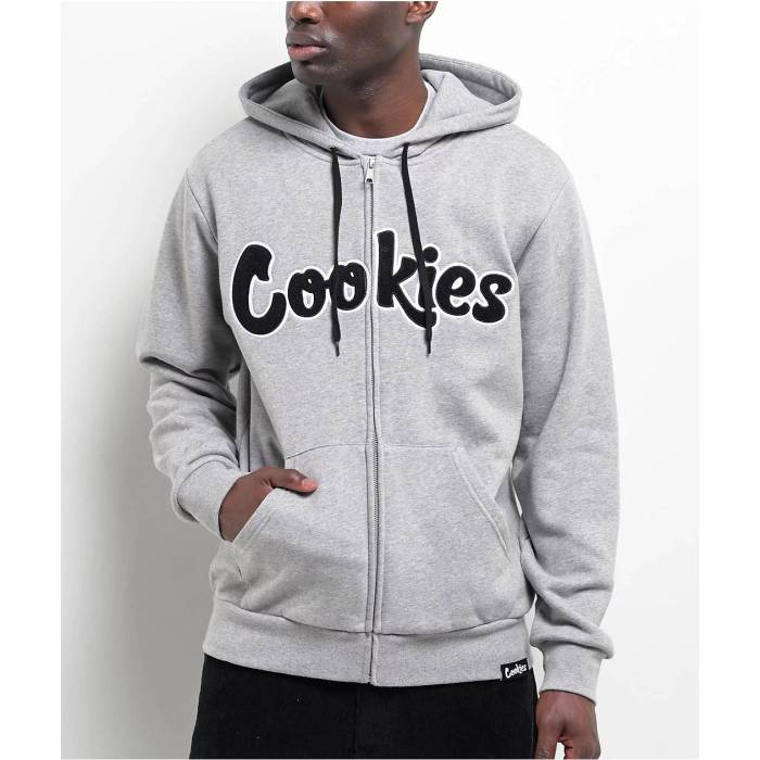 【★百貨店SALE★6/11真夜中2時迄】Cookies Clothing 【 Cookies Chenille Heather Grey Zip Hoodie Men\u0027s Medium Grey 】 heather ギョリュウモドキ 薄墨色 薄墨色 フーディー パーカー メンズ 薄墨色 薄墨色
