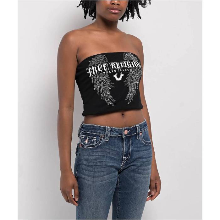 【★百貨店SALE★6/11十二時2時迄】トゥルーレリジョン True Religion 【 Crystal Wing Black Tube Top Women\u0027s Black 】 黒いこと 黒いこと レディース 黒いこと 黒いこと