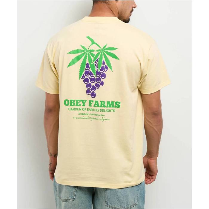 【★百貨店SALE★6/11十二時2時迄】オベイ Obey 【 Farms Natural T-Shirt Men\u0027s Natural 】 自然的 プルオーバー メンズ 自然的