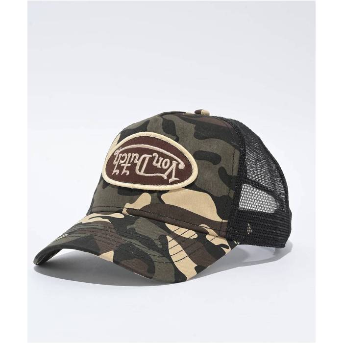 【★百貨店SALE★6/11真夜中2時迄】フォンダッチ Von Dutch 【 Brown Camo Trucker Hat Men\u0027s Dark Green 】 赤銅色 赤銅色 合鴨柄 トラッカー メンズ green 緑・緑であること