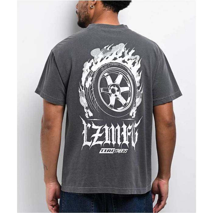 【★百貨店SALE★6/11十二時2時迄】Lzmfg 【 Tire Fire Charcoal T-Shirt Men\u0027s Charcoal 】 たき火 濃灰色 プルオーバー メンズ 濃灰色