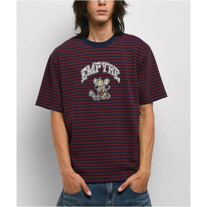 エンパイア Empyre 【 Tiny Tim Maroon Stripe T-Shirt Men's Dark Red 】 マルーン Stripe ストライプ Tシャツ メンズ Red 赤・レッド