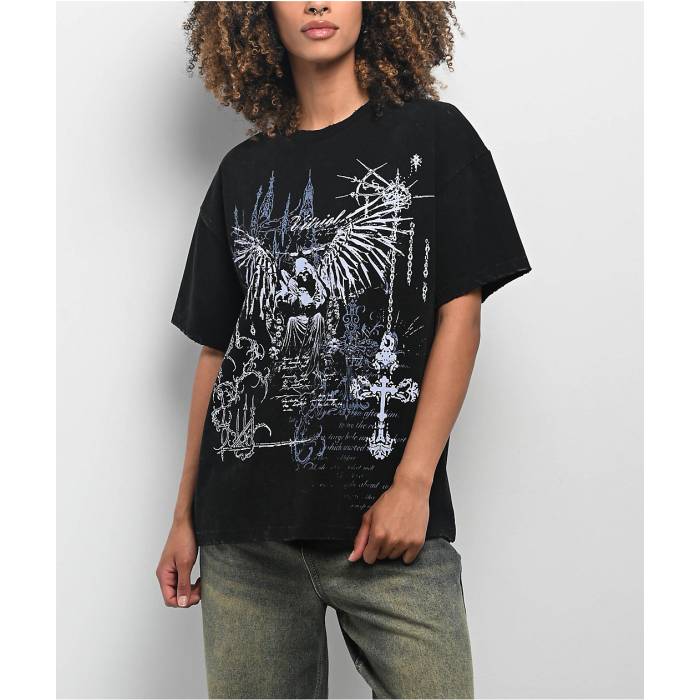 Vitriol 【 Angel Cross Black Wash T-Shirt Women's Black 】 黒色 ブラック Tシャツ レディース 黒色 ブラック|スニケス