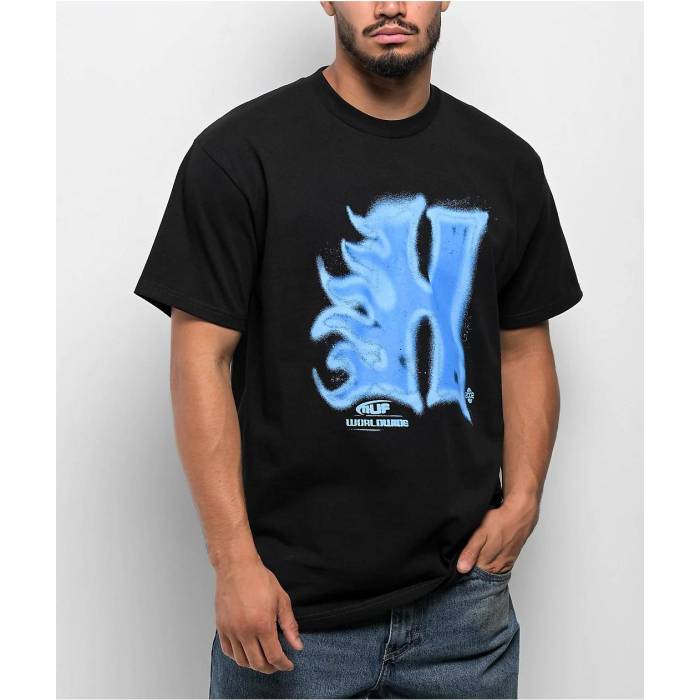 ハフ Huf 【 Heatwave Black T-Shirt Men\u0027s Black 】 黒いこと 黒いこと プルオーバー メンズ 黒いこと 黒いこと