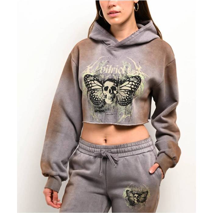 【★百貨店SALE★6/11真夜中2時迄】Vitriol 【 Mitzi Grey Crop Hoodie Women\u0027s Grey 】 薄墨色 薄墨色 Crop クロップ フーディー パーカー レディース 薄墨色 薄墨色