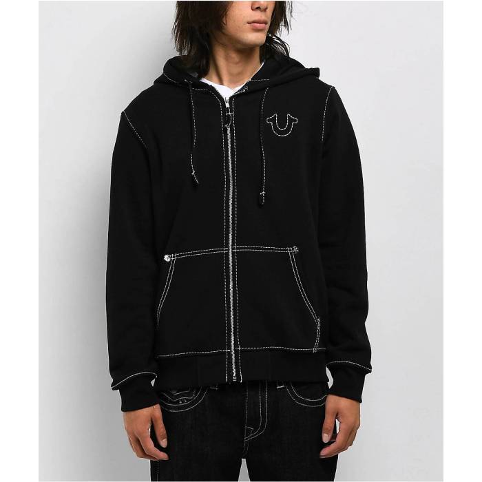 【★百貨店SALE★6/11真夜中2時迄】トゥルーレリジョン True Religion 【 Big T Black Zip Hoodie Men\u0027s Black 】 黒いこと 黒いこと フーディー パーカー メンズ 黒いこと 黒いこと