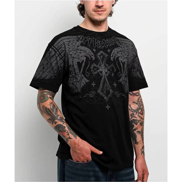 アフリクション Affliction 【 Dark Attack Black T-Shirt Men's Black 】 黒色 ブラック Tシャツ メンズ 黒色 ブラック