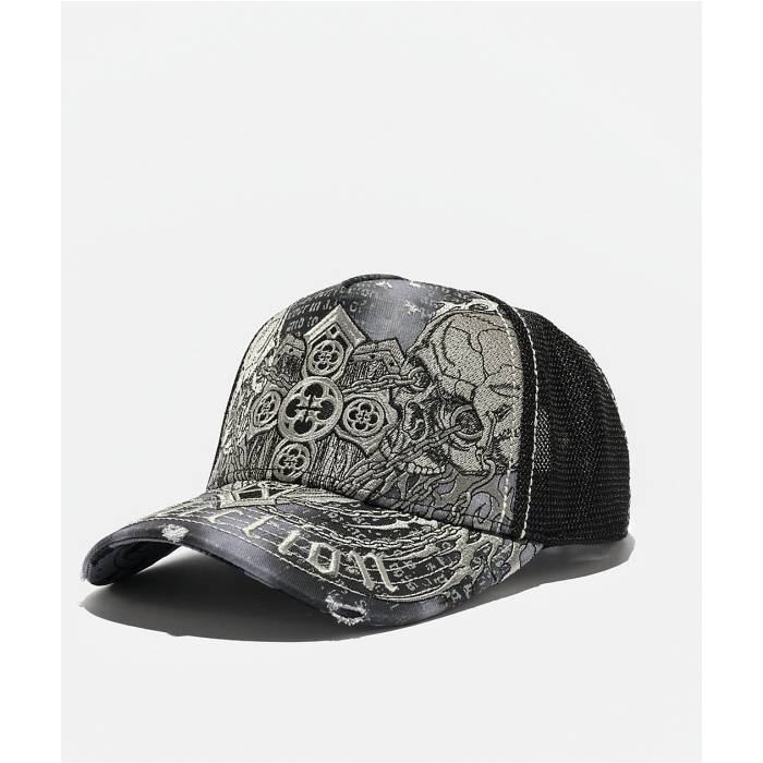 【★百貨店SALE★6/11真夜中2時迄】アフリクション Affliction 【 Dominion Black Trucker Hat Men\u0027s Black 】 黒いこと 黒いこと トラッカー メンズ 黒いこと 黒いこと