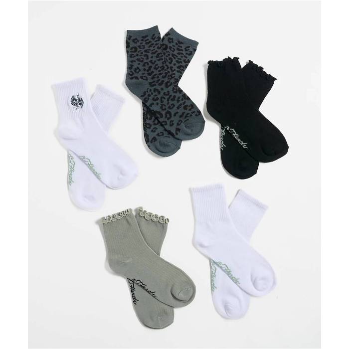 エドハーディー Ed Hardy 【 Embroidered Tiger 5 Pack Mid Crew Socks Women's Multicolor 】 ミッド クルー ソックス・靴下 レディース