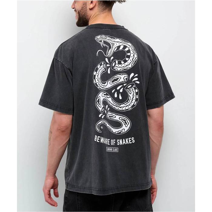 【★百貨店SALE★6/11真夜中2時迄】Lurking Class By Sketchy Tank 【 Beware Of Snakes Black Wash T-Shirt Men\u0027s Black 】 黒いこと 黒いこと ティーシャツ メンズ 黒いこと 黒いこと