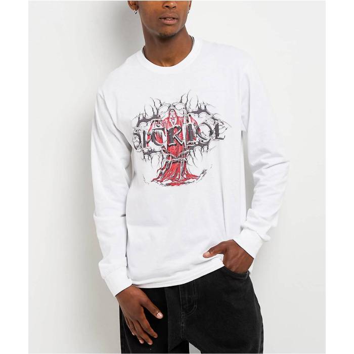 Vitriol 【 Sworn White Long Sleeve T-Shirt Men\u0027s White 】 白いこと 白いこと Sleeve 捩り プルオーバー メンズ 白いこと 白いこと