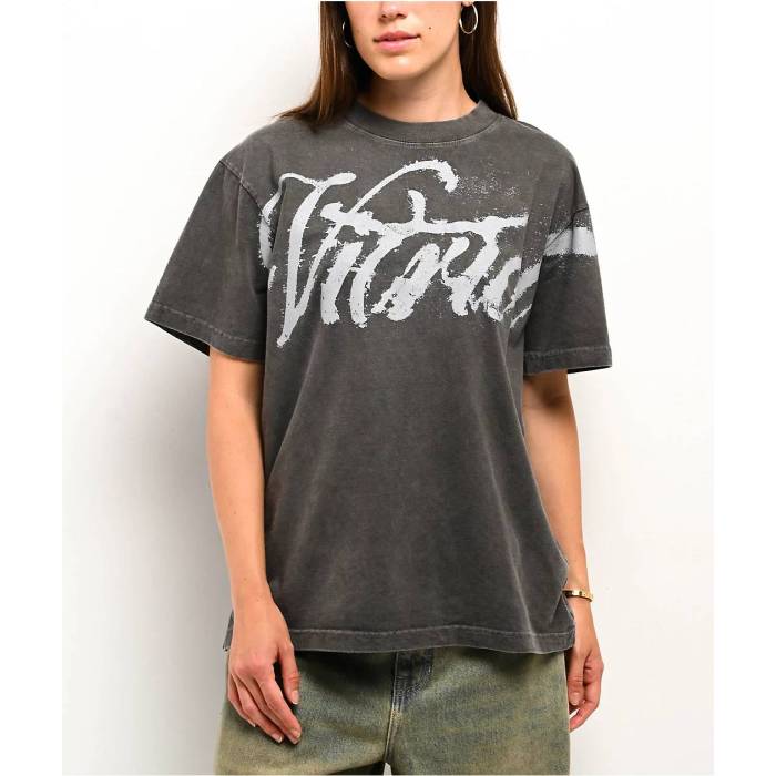 Vitriol 【 Blurred Flowers Vintage Grey T-Shirt Women\u0027s Dark Grey 】 vintage ビンテージ・ヴィンテージ 薄墨色 薄墨色 プルオーバー レディース 薄墨色 薄墨色