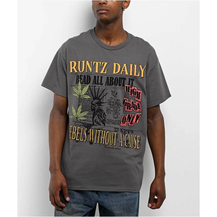 Runtz 【 Daily Charcoal T-Shirt Men\u0027s Charcoal 】 濃灰色 プルオーバー メンズ 濃灰色