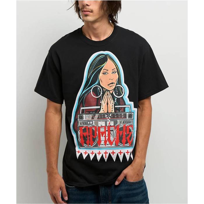 【★百貨店SALE★6/11十二時2時迄】Apache 【 Boombox Black T-Shirt Men\u0027s Black 】 黒いこと 黒いこと プルオーバー メンズ 黒いこと 黒いこと