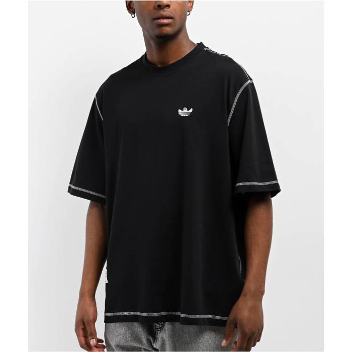 アディダス Adidas 【 Shmoofoil Heavyweight Black T-Shirt Men's Black 】 黒色 ブラック Tシャツ メンズ 黒色 ブラック
