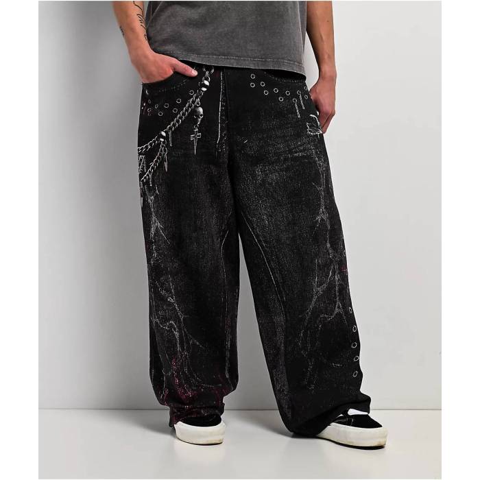 Vitriol 【 Void Optical Printed Black Ultra Wide Jeans Men's Black 】 黒色 ブラック ultra ウルトラ ジーンズ メンズ 黒色 ブラック