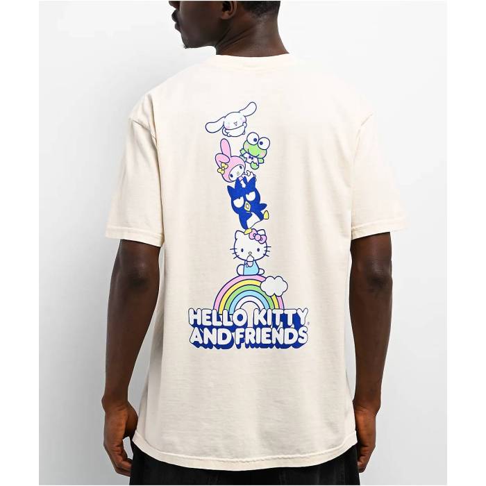 【★百貨店SALE★6/11真夜中2時迄】Girl 【 X Hello Kitty And Friends Rainbow Cream T-Shirt Men\u0027s - 】 虹色 虹霓 皮膚軟化剤 ティーシャツ メンズ NULL