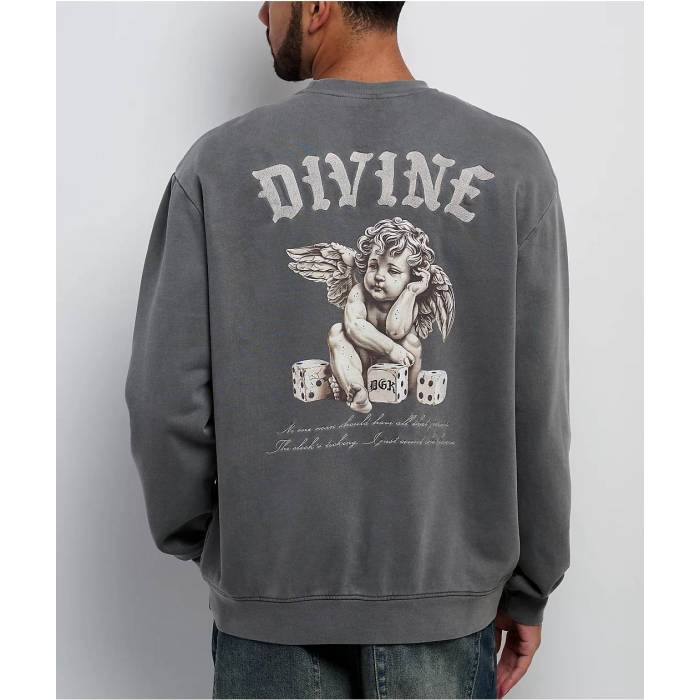DGK Dgk 【 Divinity Grey Crewneck Sweatshirt Men's Black 】 灰色 グレー スウェット トレーナー メンズ 黒色 ブラック