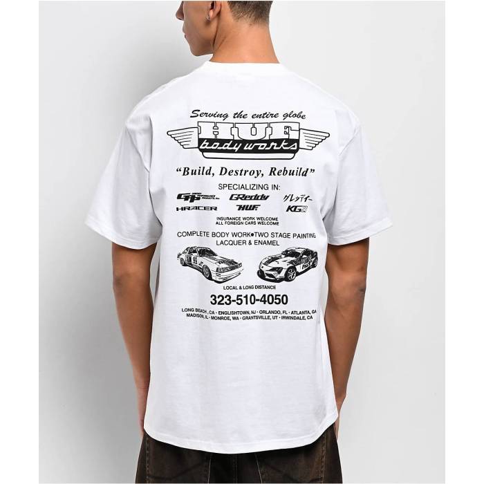 【★百貨店SALE★6/11真夜中2時迄】ハフ Huf 【 X Greddy Body Works White T-Shirt Men\u0027s White 】 白いこと 白いこと ティーシャツ メンズ 白いこと 白いこと