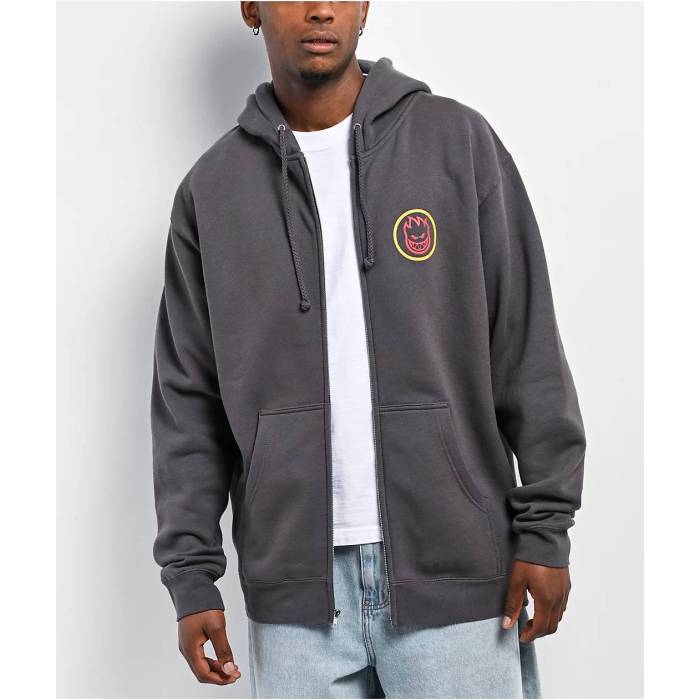 【★百貨店SALE★6/11十二時2時迄】スピットファイア Spitfire 【 Classic Swirl Charcoal Zip Hoodie Men\u0027s Charcoal 】 古典派音楽 濃灰色 フーディー パーカー メンズ 濃灰色