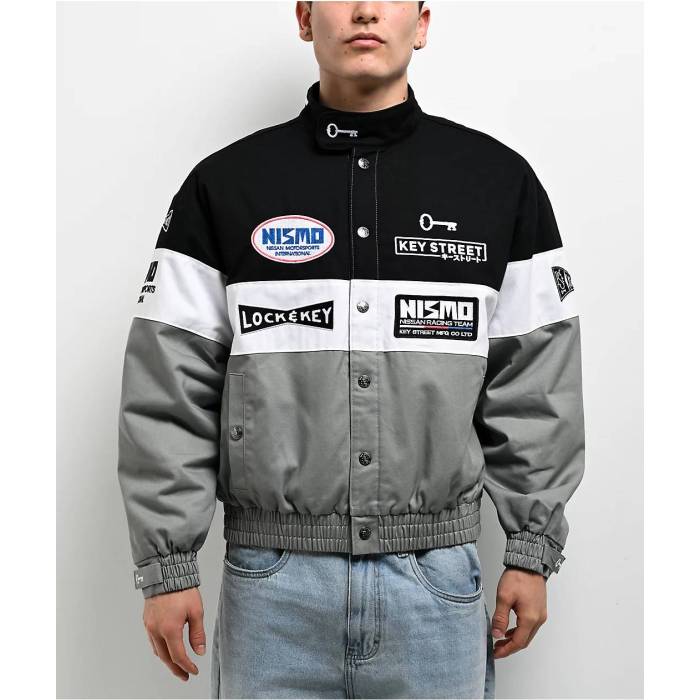 Key Street 【 X Nismo Motorsport Black White \u0026 Grey Racing Jacket Men Multicolor 】 黒色 ブラック 白色 ホワイト 灰色 グレー Jacket ジャケット メンズ