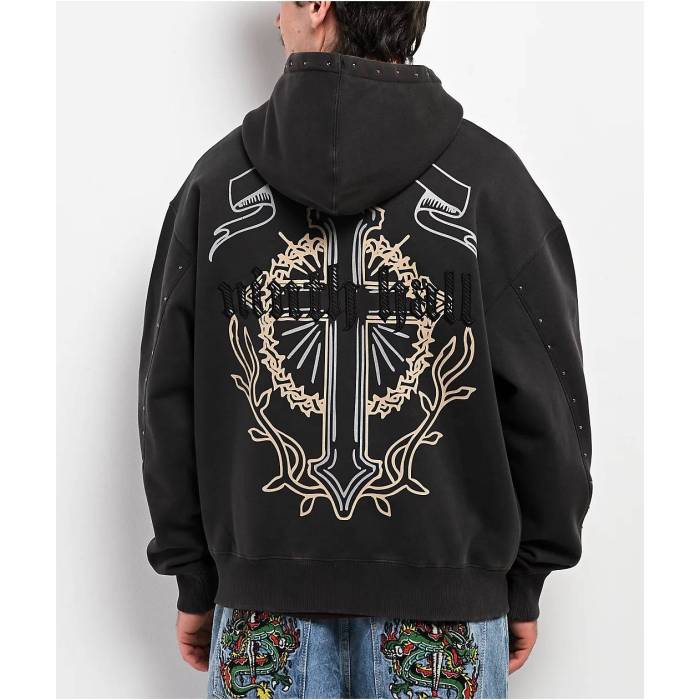 【★百貨店SALE★6/11真夜中2時迄】Ninth Hall 【 Nightcrawler Black Wash Zip Hoodie Men\u0027s Black 】 黒いこと 黒いこと フーディー パーカー メンズ 黒いこと 黒いこと