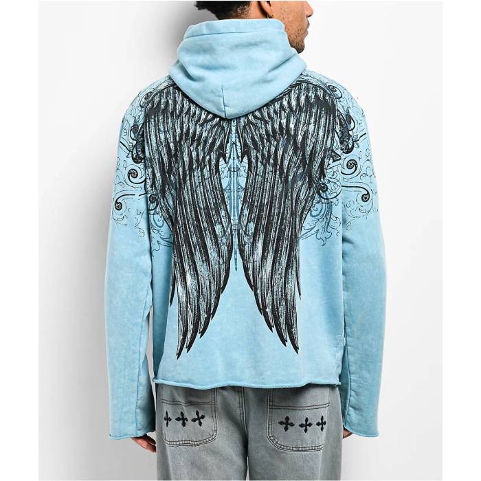 【★百貨店SALE★6/11真夜中2時迄】アフリクション Affliction 【 Ice Blade Blue Wash Hoodie Men\u0027s Blue 】 青碧 青碧 フーディー パーカー メンズ 青碧 青碧
