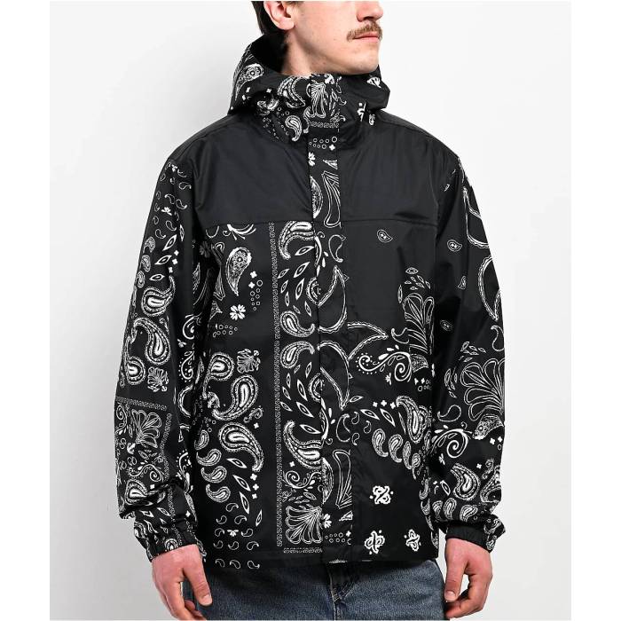 Shaka Wear 【 2.0 Black Paisley Windbreaker Jacket Men's Black 】 黒色 ブラック ウィンドブレーカー Jacket ジャケット メンズ 黒色 ブラック