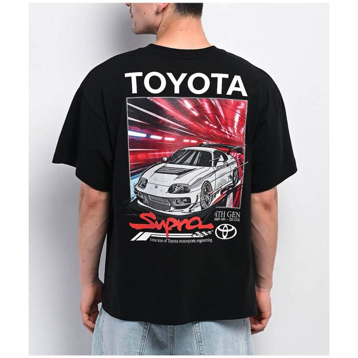 Toyota 【 Supra Mk4 Black T-Shirt Men's Black 】 Supra スープラ 黒色 ブラック Tシャツ メンズ 黒色 ブラック