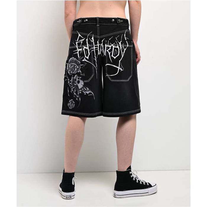 エドハーディー Ed Hardy 【 Butterfly Skull Black Wash Jean Shorts Women's Black 】 黒色 ブラック ショーツ レディース 黒色 ブラック